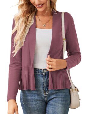 Women's Lightweight Peplum Cardigan Sweaters Open Front Cropped Cardigan - 2XL